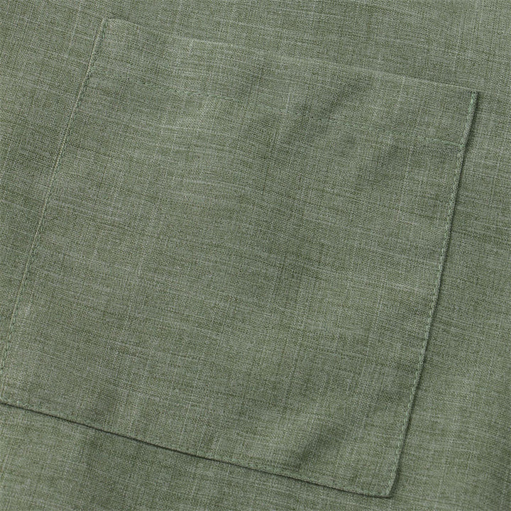 Buddha Stones Sommer Herren Button Plain Kurzarm Baumwollhemd mit Tasche - image 5