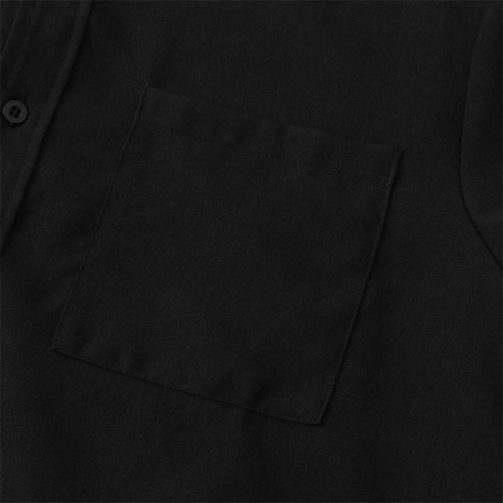 Buddha Stones Sommer Herren Button Plain Kurzarm Baumwollhemd mit Tasche - image 12