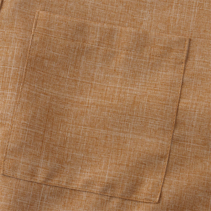 Buddha Stones Sommer Herren Button Plain Kurzarm Baumwollhemd mit Tasche - image 26