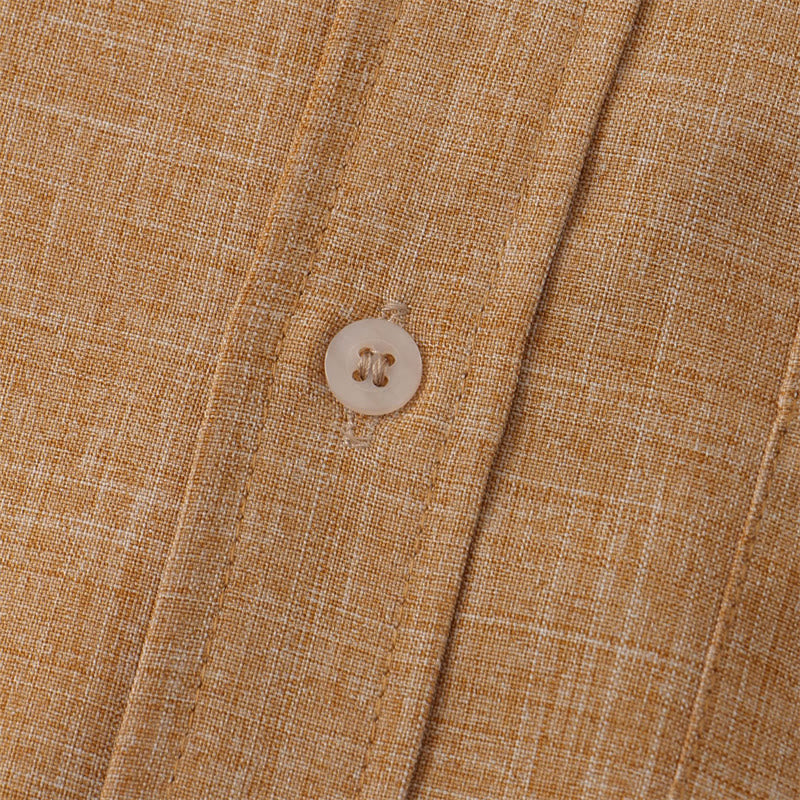 Buddha Stones Sommer Herren Button Plain Kurzarm Baumwollhemd mit Tasche - image 25