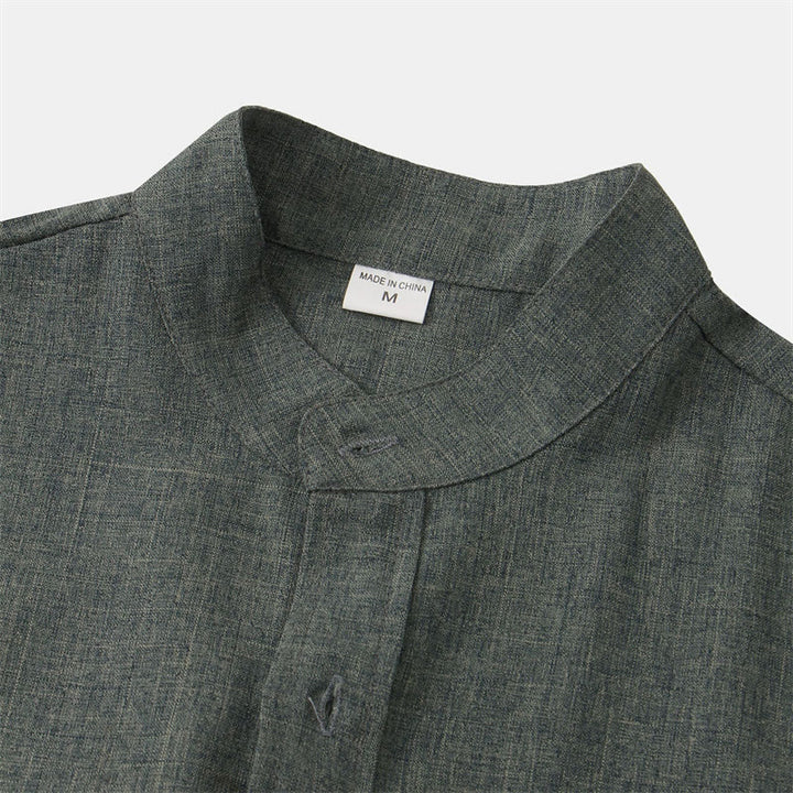 Buddha Stones Sommer Herren Button Plain Kurzarm Baumwollhemd mit Tasche - image 30