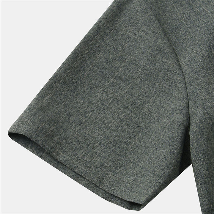 Buddha Stones Sommer Herren Button Plain Kurzarm Baumwollhemd mit Tasche - image 31