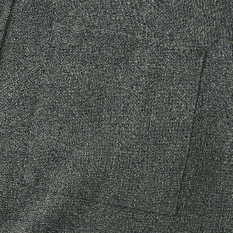 Buddha Stones Sommer Herren Button Plain Kurzarm Baumwollhemd mit Tasche - image 33