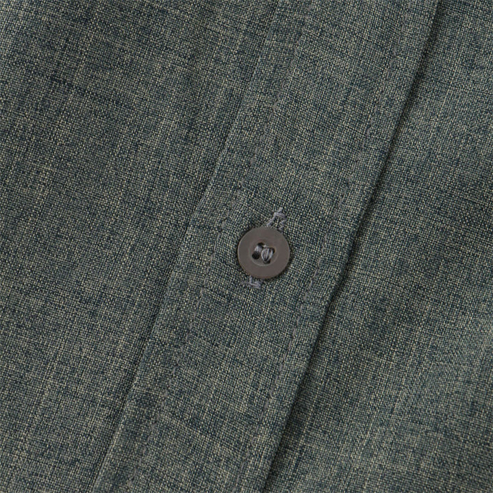 Buddha Stones Sommer Herren Button Plain Kurzarm Baumwollhemd mit Tasche - image 32