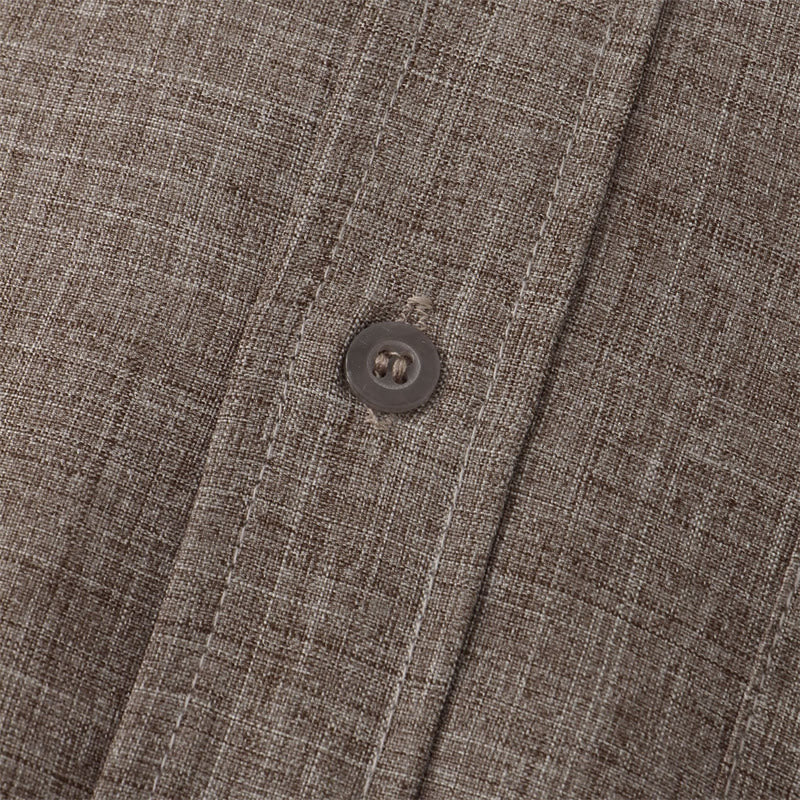 Buddha Stones Sommer Herren Button Plain Kurzarm Baumwollhemd mit Tasche - image 39