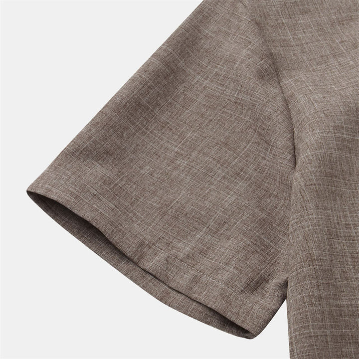 Buddha Stones Sommer Herren Button Plain Kurzarm Baumwollhemd mit Tasche - image 38