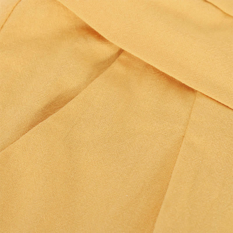 Buddha Stones Retro-Hose aus Baumwolle mit hoher Taille und weitem Bein für Damen mit Taschen - image 4