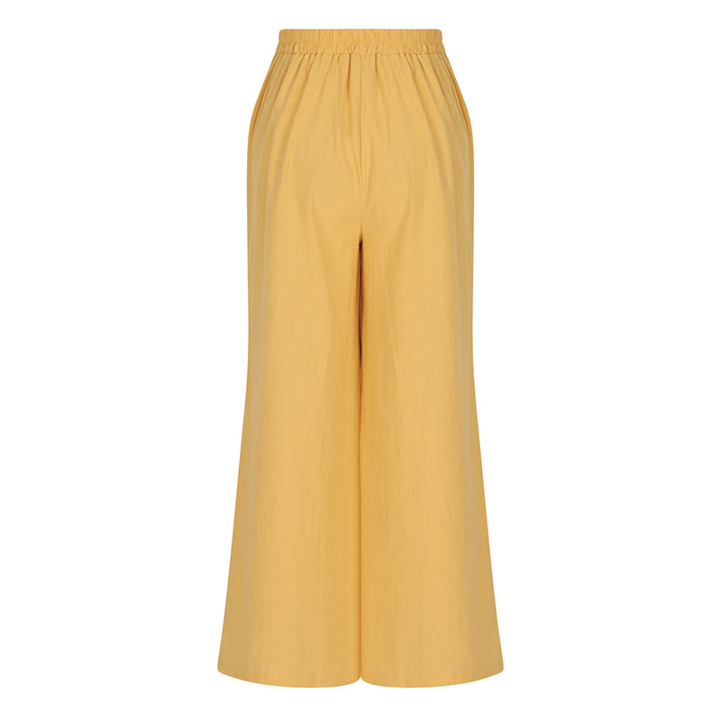 Buddha Stones Retro-Hose aus Baumwolle mit hoher Taille und weitem Bein für Damen mit Taschen - image 3