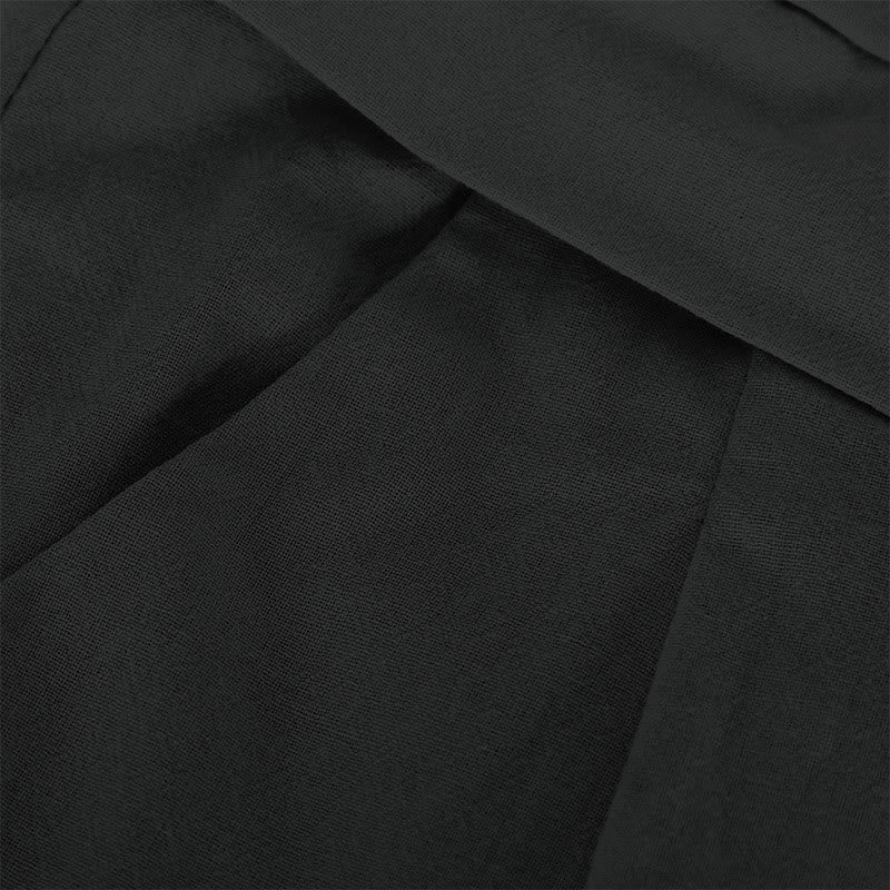 Buddha Stones Retro-Hose aus Baumwolle mit hoher Taille und weitem Bein für Damen mit Taschen - image 8