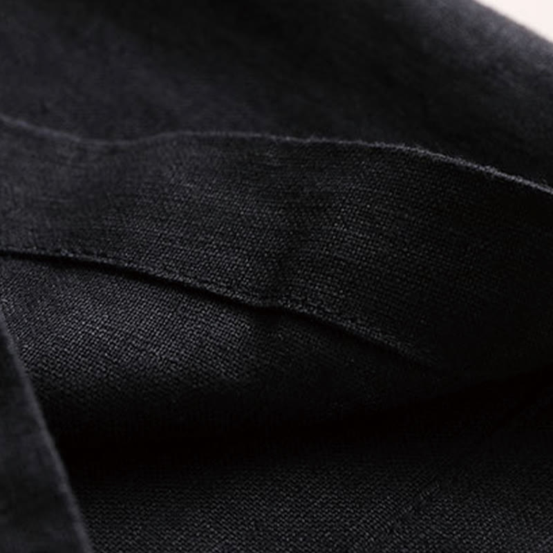 Buddha Stones Commute Einfarbige Damenhose mit weitem Bein und Kordelzug in der Länge 7–8 aus Baumwollleinen mit Taschen - image 14