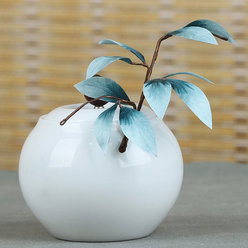 Buddha Stones Handgemachte Samtblume Bambusblatt Weiche Haarnadel