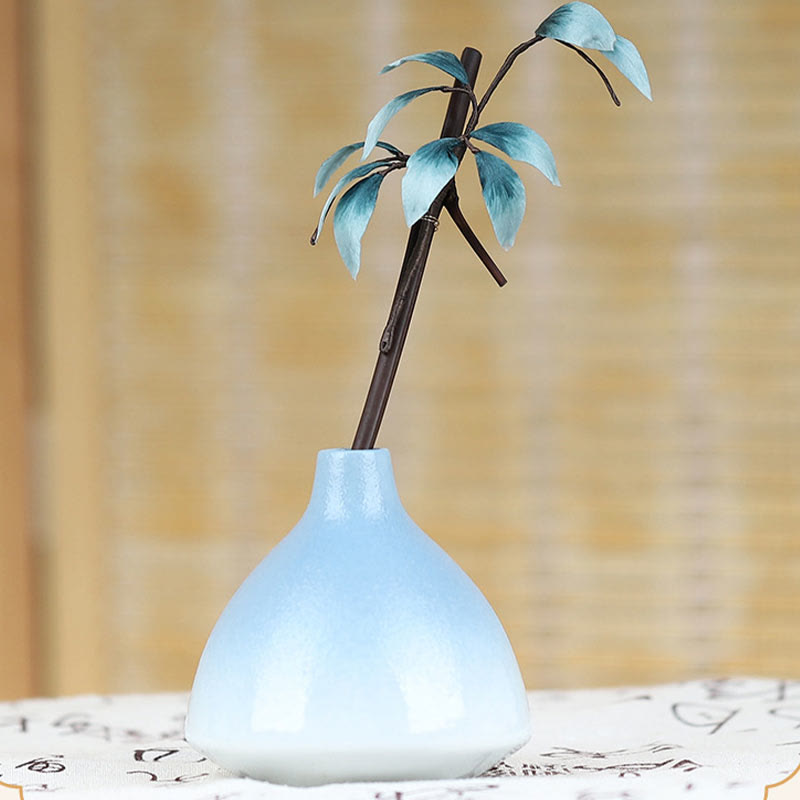 Buddha Stones Handgemachte Samtblume Bambusblatt Weiche Haarnadel