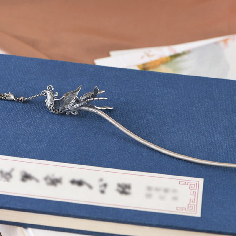 Buddha Stones 925 Sterling Silber Phoenix Quasten Schutz Haarnadel - image 3