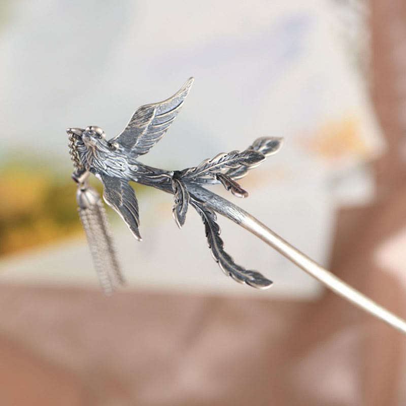 Buddha Stones 925 Sterling Silber Phoenix Quasten Schutz Haarnadel - image 2