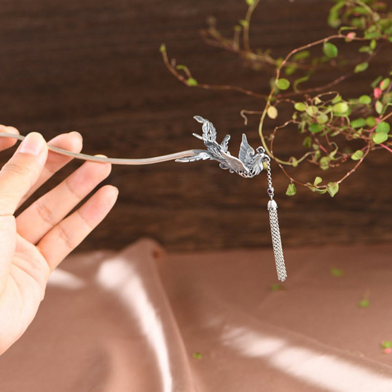 Buddha Stones 925 Sterling Silber Phoenix Quasten Schutz Haarnadel - image 4