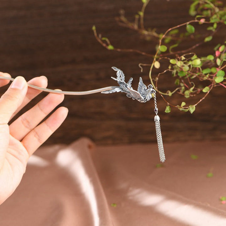 Buddha Stones 925 Sterling Silber Phoenix Quasten Schutz Haarnadel - image 4