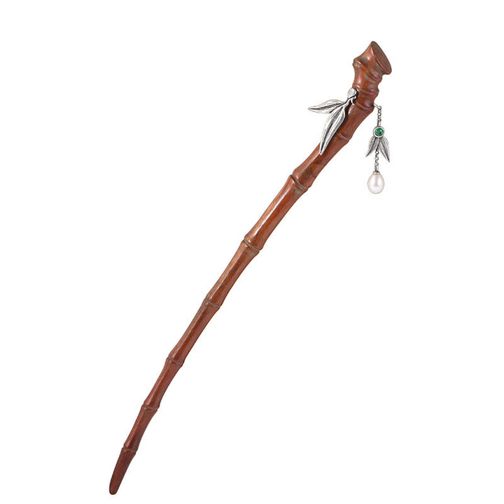 Buddha Stones 925 Sterling Silber Rot Sandelholz Ebenholz Bambus Power Haarnadel