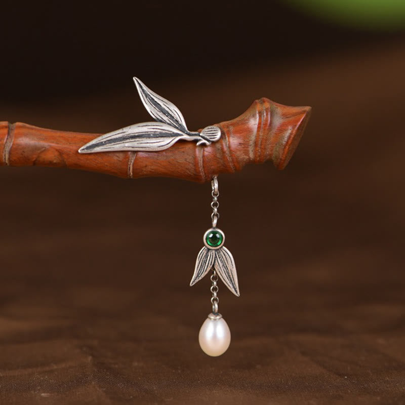 Buddha Stones 925 Sterling Silber Rot Sandelholz Ebenholz Bambus Power Haarnadel