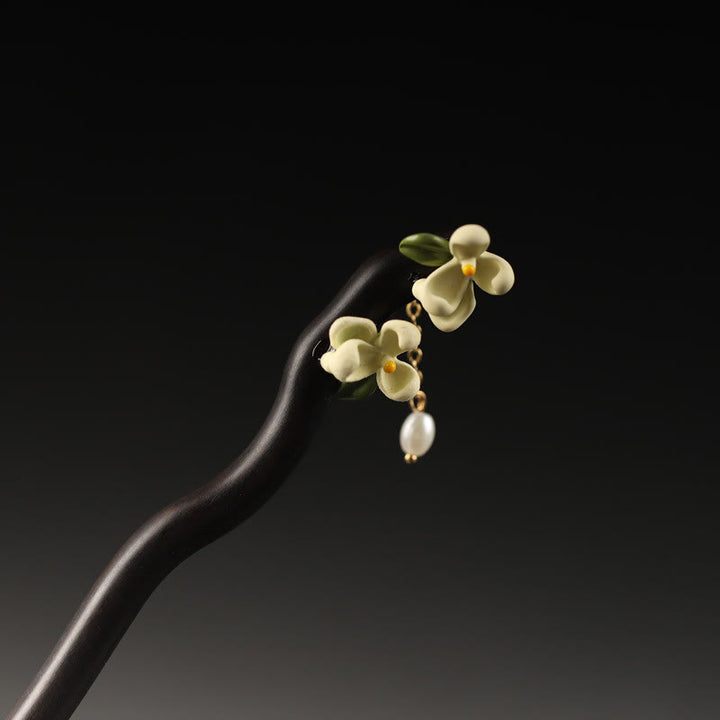 Buddha Stones Ebenholz Gardenia Quaste Courage Haarnadel