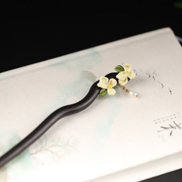 Buddha Stones Ebenholz Gardenia Quaste Courage Haarnadel