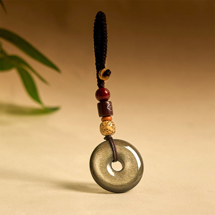 Buddha Stones Natürlicher Goldglanz Obsidian Frieden Schnalle Stärken Schlüssel Kette