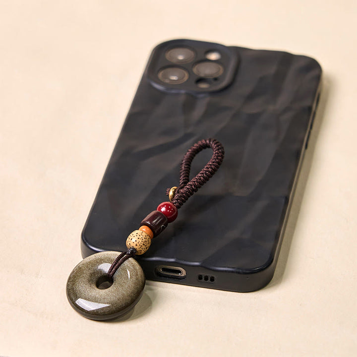 Buddha Stones Natürlicher Goldglanz Obsidian Frieden Schnalle Stärken Schlüssel Kette