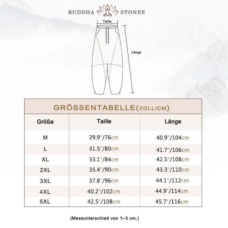 Buddha Stones Lässige Herrenhose aus einfarbiger Baumwolle mit Kordelzug und Taschen - image 4