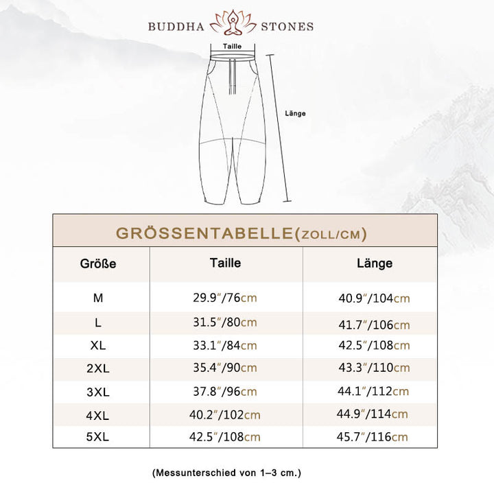 Buddha Stones Lässige Herrenhose aus einfarbiger Baumwolle mit Kordelzug und Taschen - image 4