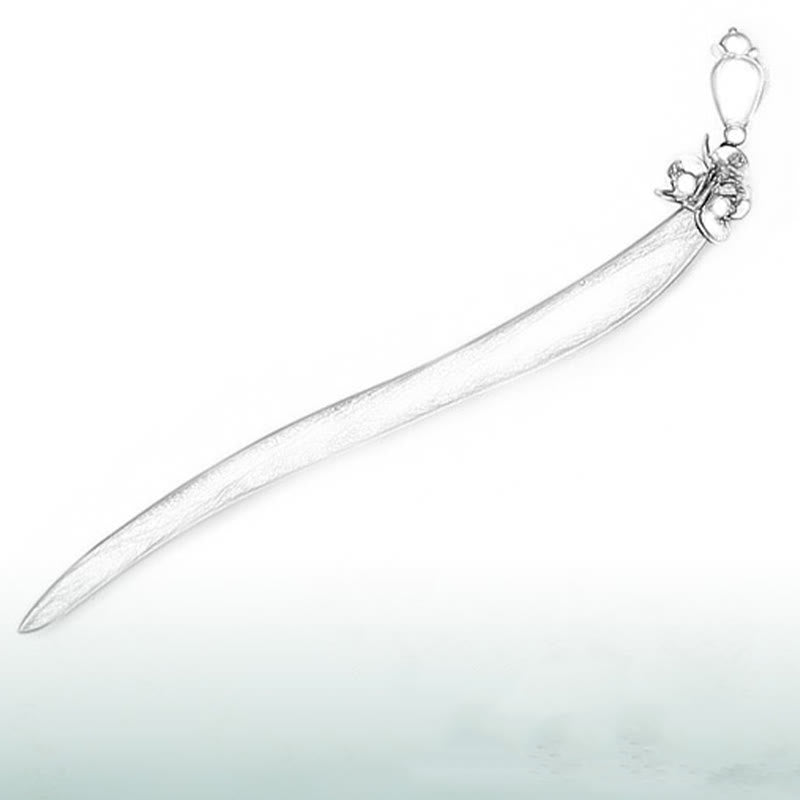 Buddha Stones Silber Quaste Grünes Sandelholz Beruhigende Haarnadel