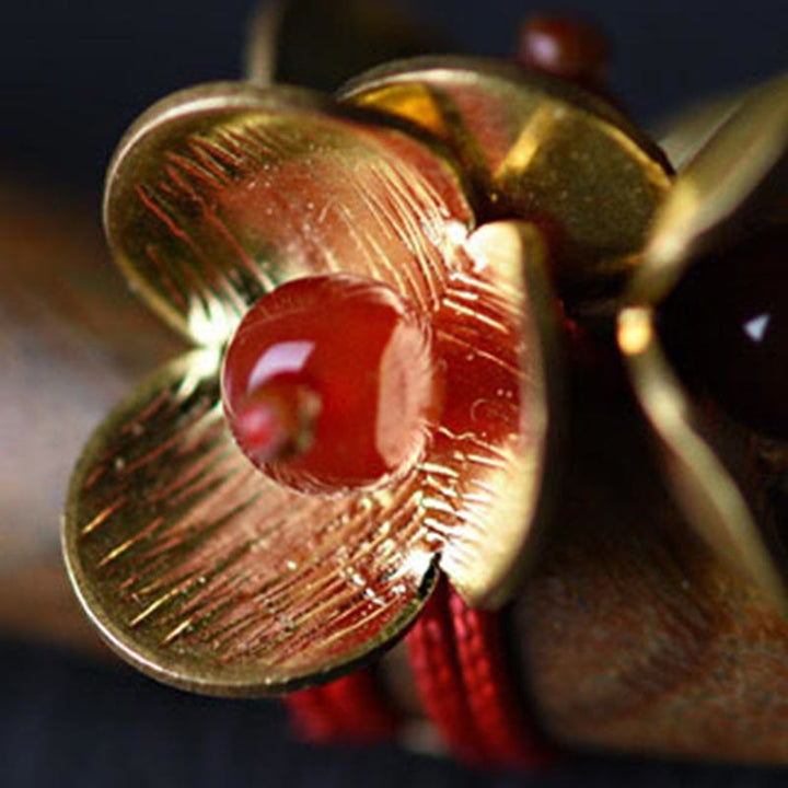 Buddha Stones Silber Quaste Grünes Sandelholz Beruhigende Haarnadel