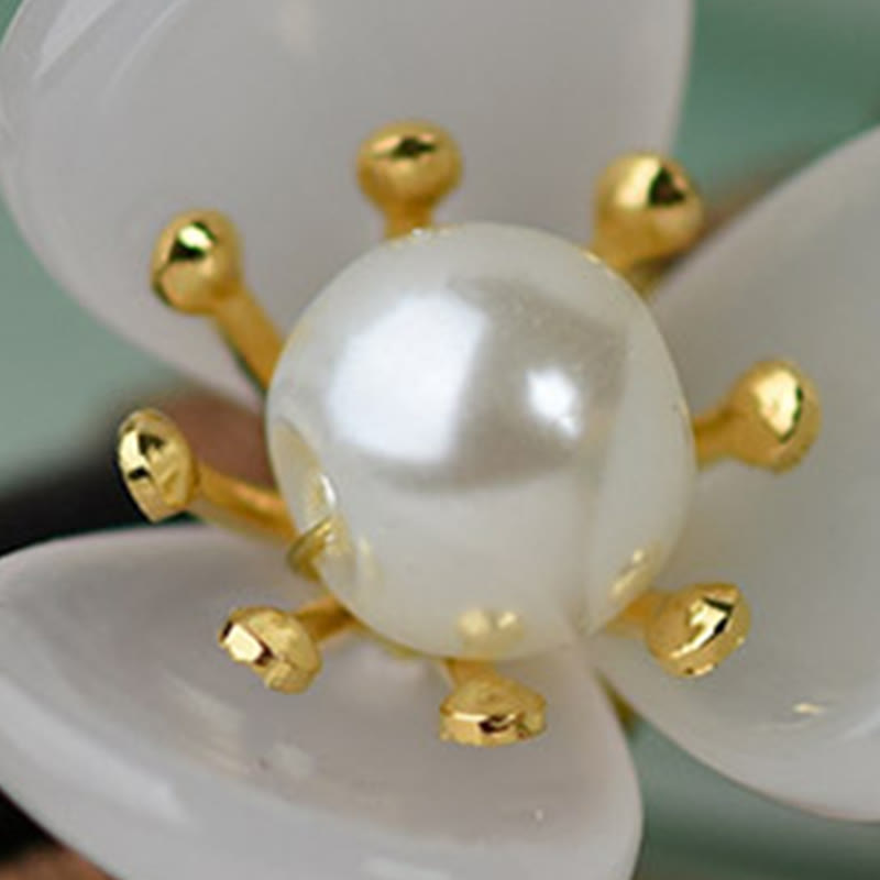 Buddha Stones Maserung Holz Liuli Magnolia Blumen Perle Schutz Haarnadel