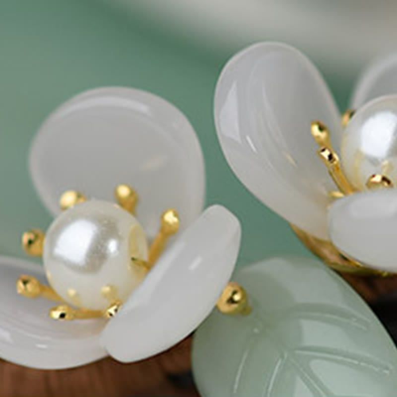 Buddha Stones Maserung Holz Liuli Magnolia Blumen Perle Schutz Haarnadel