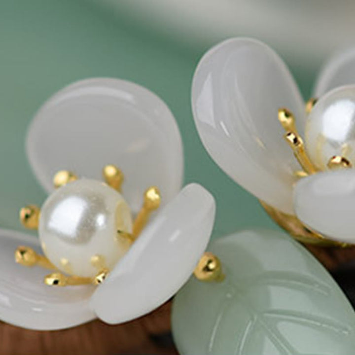 Buddha Stones Maserung Holz Liuli Magnolia Blumen Perle Schutz Haarnadel