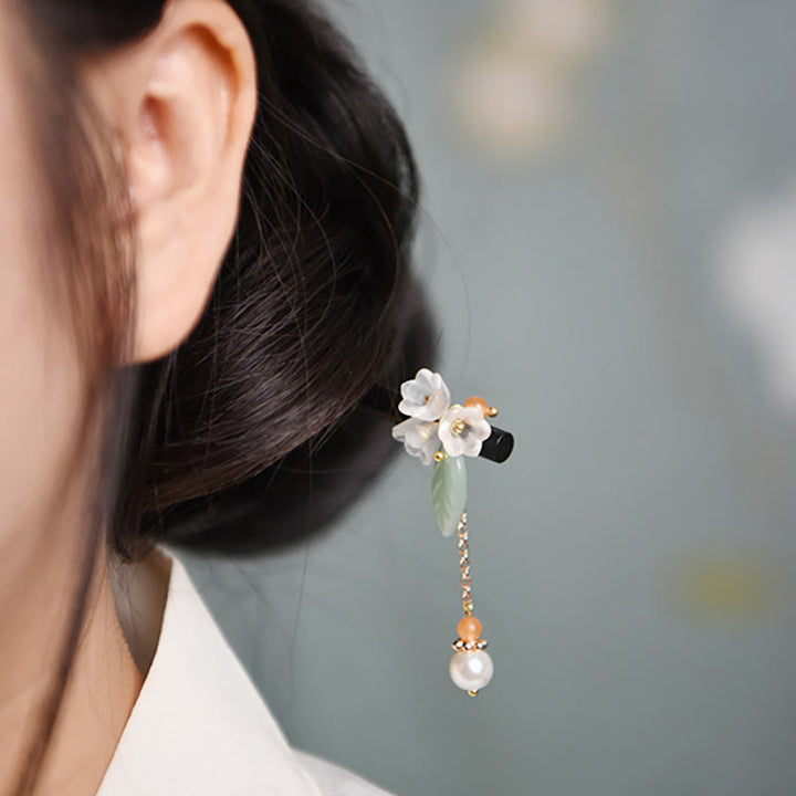 Buddha Stones Ebenholz Liuli Maiglöckchen Mut Haarnadel