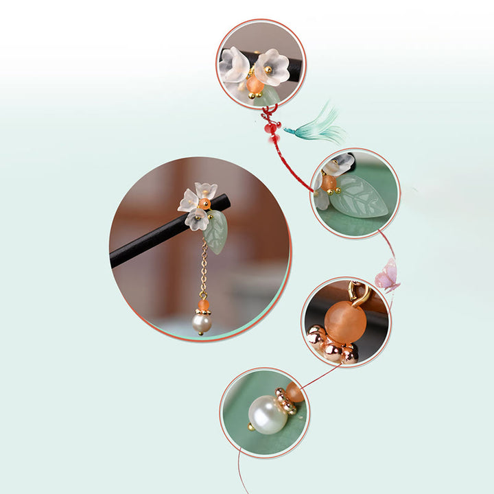 Buddha Stones Ebenholz Liuli Maiglöckchen Mut Haarnadel