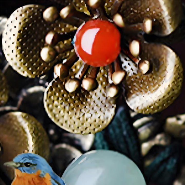 Buddha Stones Grün Aventurin Achat Legierung Blumen Beruhigende Haarnadel