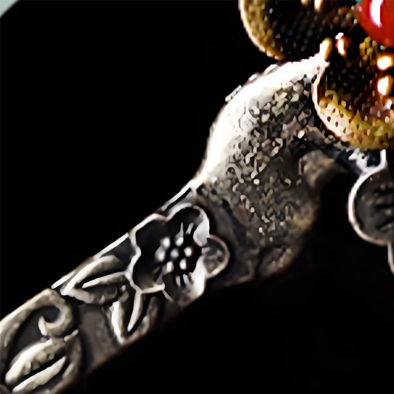 Buddha Stones Grün Aventurin Achat Legierung Blumen Beruhigende Haarnadel