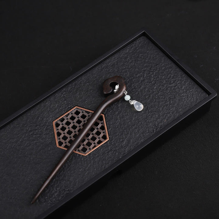 Buddha Stones Ebenholz Glücksbringer Wolke Mut Haarnadel