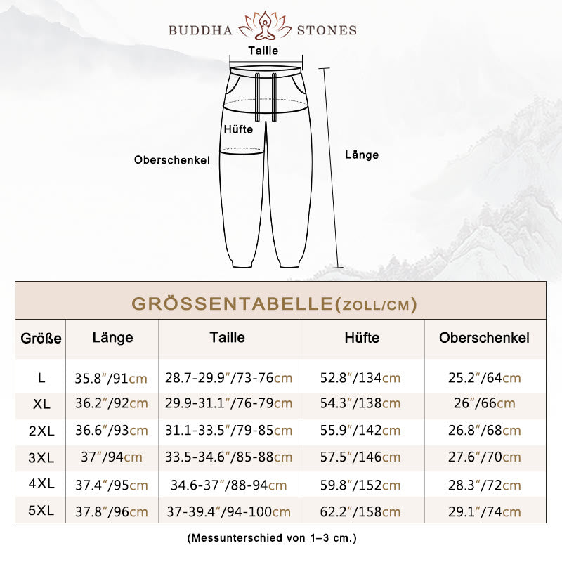 Buddha Stones - einfarbige rote Leinenhose mit Kordelzug und Taschen für Herren - image 3