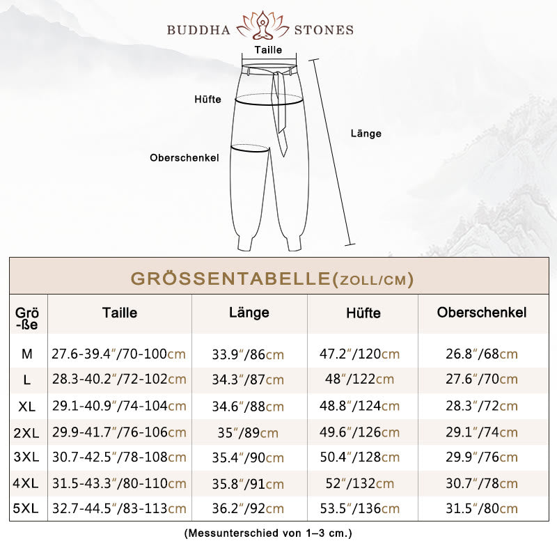 Buddha Stones Ocean Waves Haremshose aus Baumwolle zum Schnüren mit Taschen für Herren - image 3