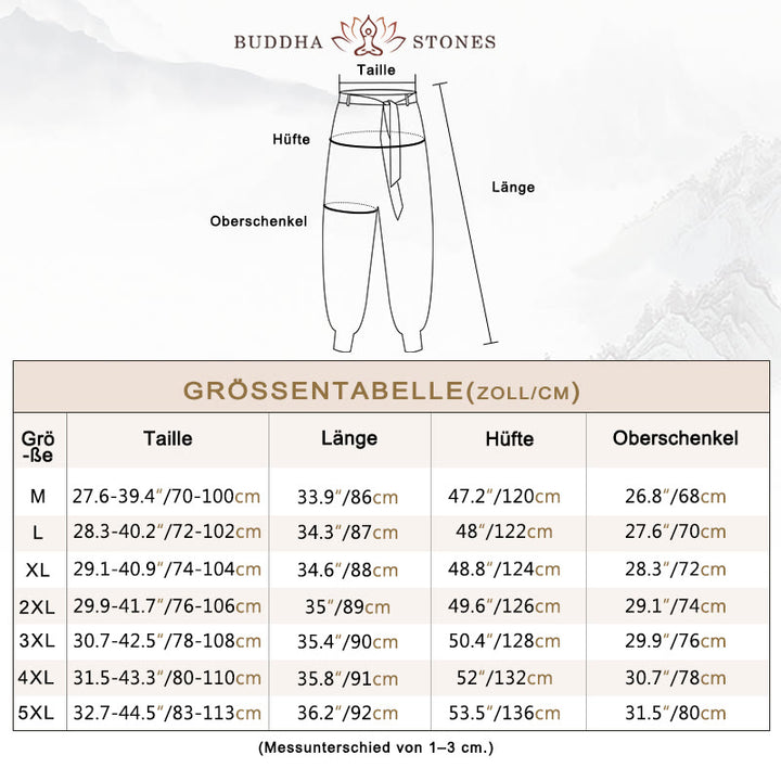 Buddha Stones Ocean Waves Haremshose aus Baumwolle zum Schnüren mit Taschen für Herren - image 3