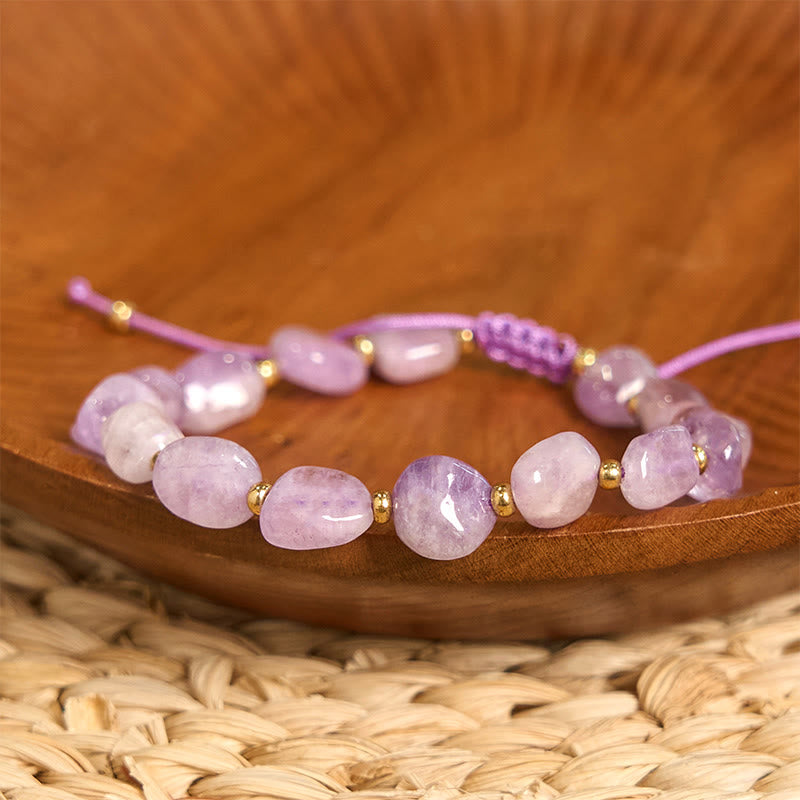 Buddha Stones unregelmäßige Form Amethyst Flechtschnur Balance Armband
