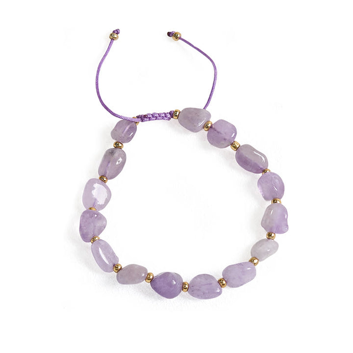 Buddha Stones unregelmäßige Form Amethyst Flechtschnur Balance Armband