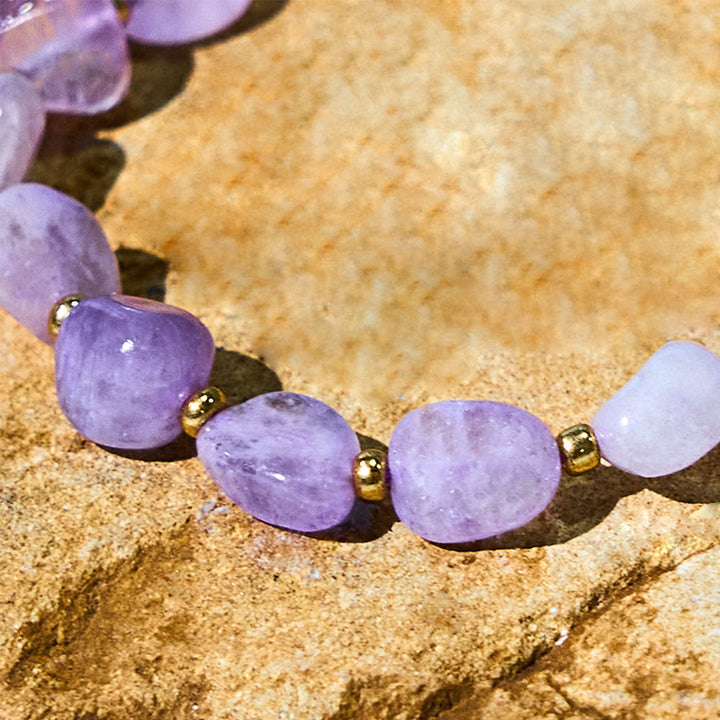 Buddha Stones unregelmäßige Form Amethyst Flechtschnur Balance Armband