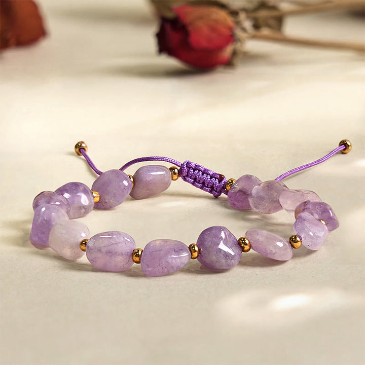 Buddha Stones unregelmäßige Form Amethyst Flechtschnur Balance Armband