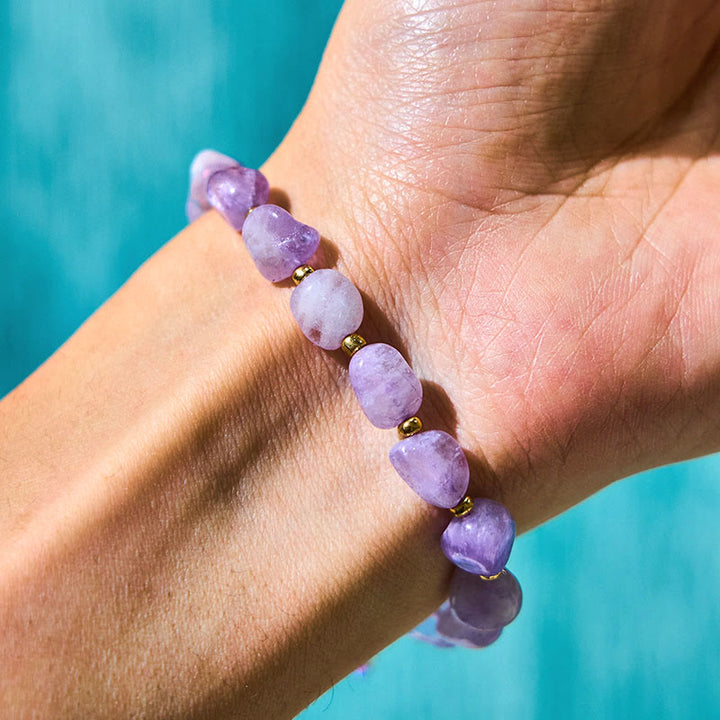 Buddha Stones unregelmäßige Form Amethyst Flechtschnur Balance Armband