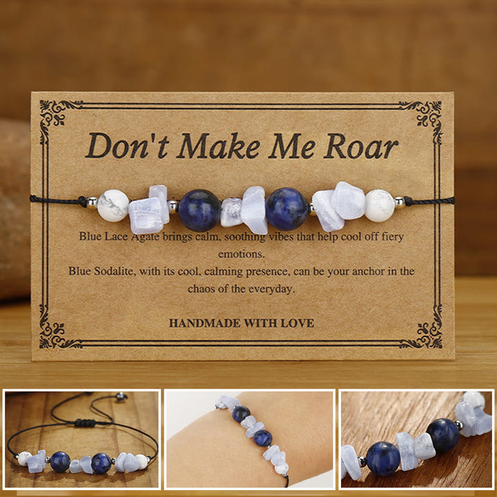Buddha Stones Don't Make Me Roar Lila Achat Blaue Spitze Achat Blau Sodalith Schutzarmband