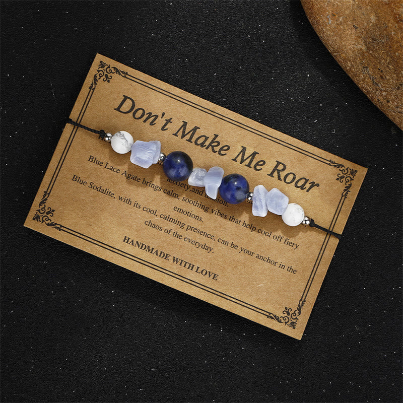Buddha Stones Don't Make Me Roar Lila Achat Blaue Spitze Achat Blau Sodalith Schutzarmband