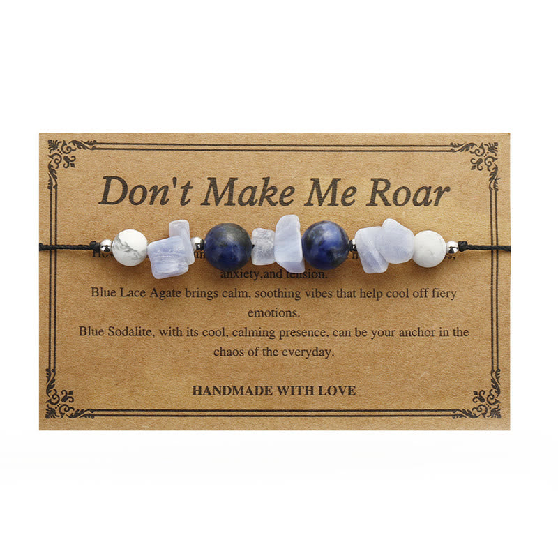 Buddha Stones Don't Make Me Roar Lila Achat Blaue Spitze Achat Blau Sodalith Schutzarmband