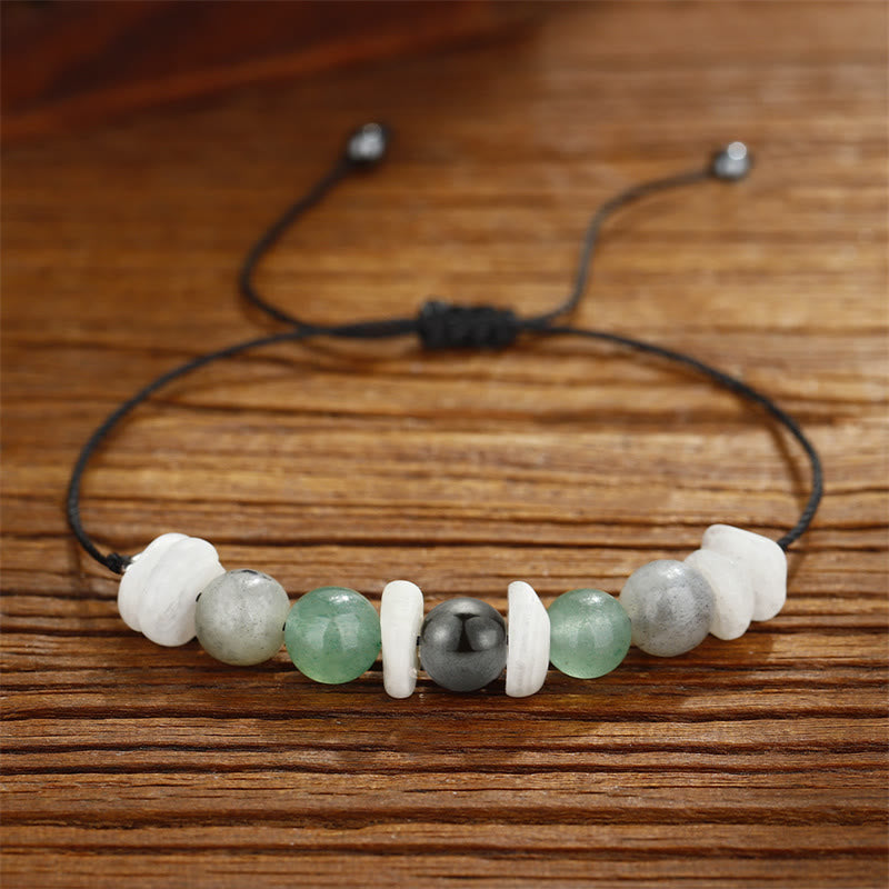 Buddha Stones Menopause Labradorit Grüner Aventurin Weißer Mondstein Heilung Armband